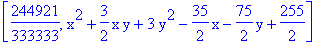[244921/333333, x^2+3/2*x*y+3*y^2-35/2*x-75/2*y+255/2]